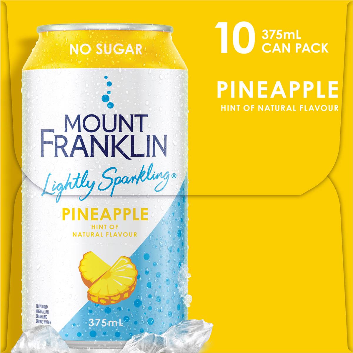 Mount Franklin No Sugar Lightly Sparkling Pineapple Water Cans 375mL x 10 pack