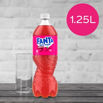 Fanta Raspberry Zero Sugar Soft Drink Bottles 1.25L