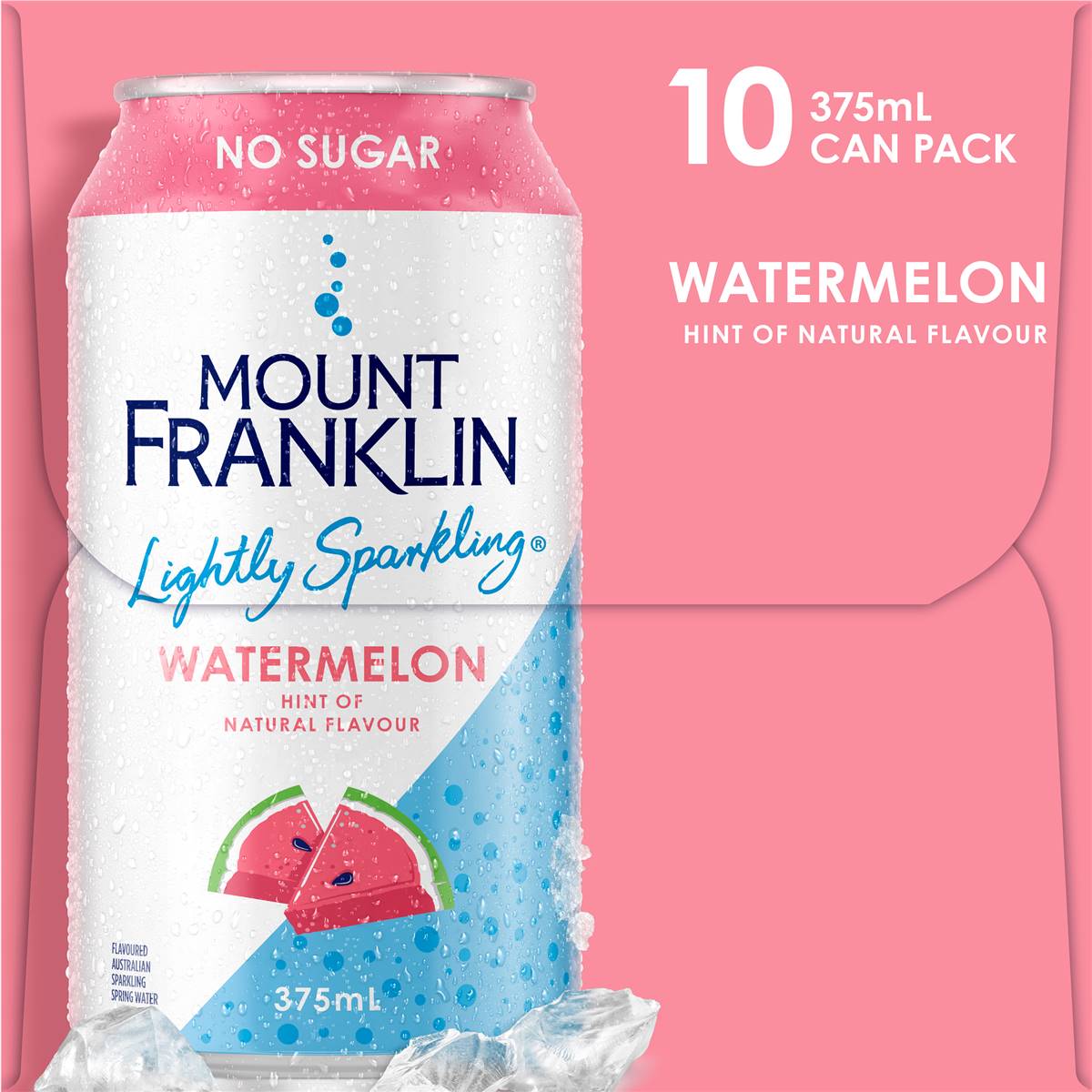 Mount Franklin No Sugar Lightly Sparkling Watermelon Water Cans 10 x375ml