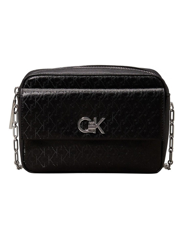 Camera With Pocket Crossbody Bag in Black