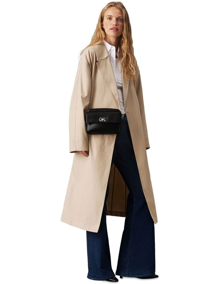 Camera With Pocket Crossbody Bag in Black