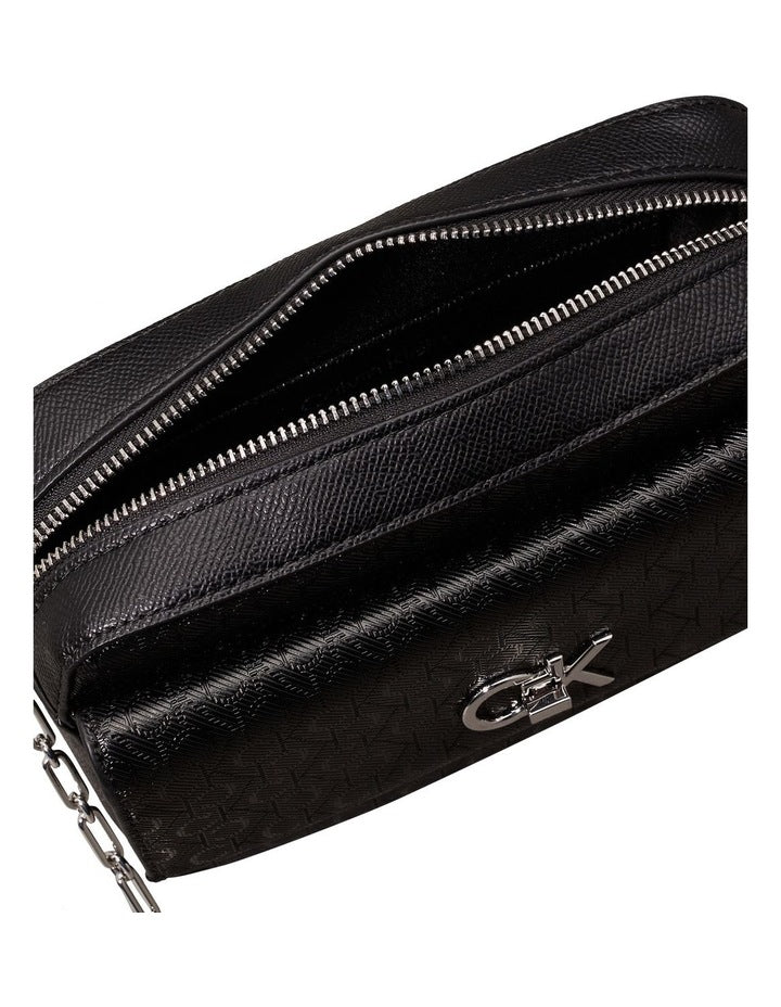 Camera With Pocket Crossbody Bag in Black