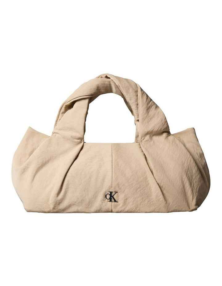 Twisted Nylon Crossbody Bag in Taupe