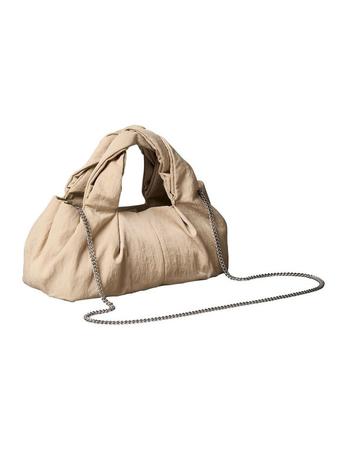 Twisted Nylon Crossbody Bag in Taupe