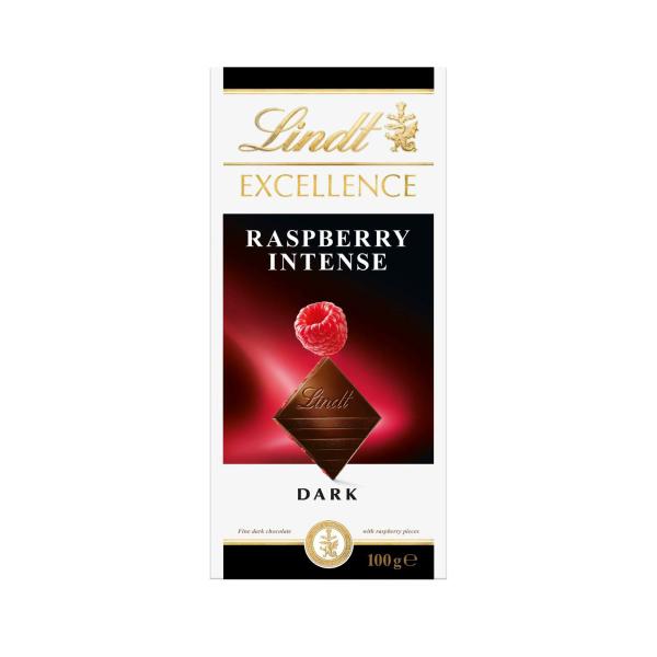 LINDT EXCELLENCE RASPBERRY INTENSE DARK CHOCOLATE BLOCK 100G