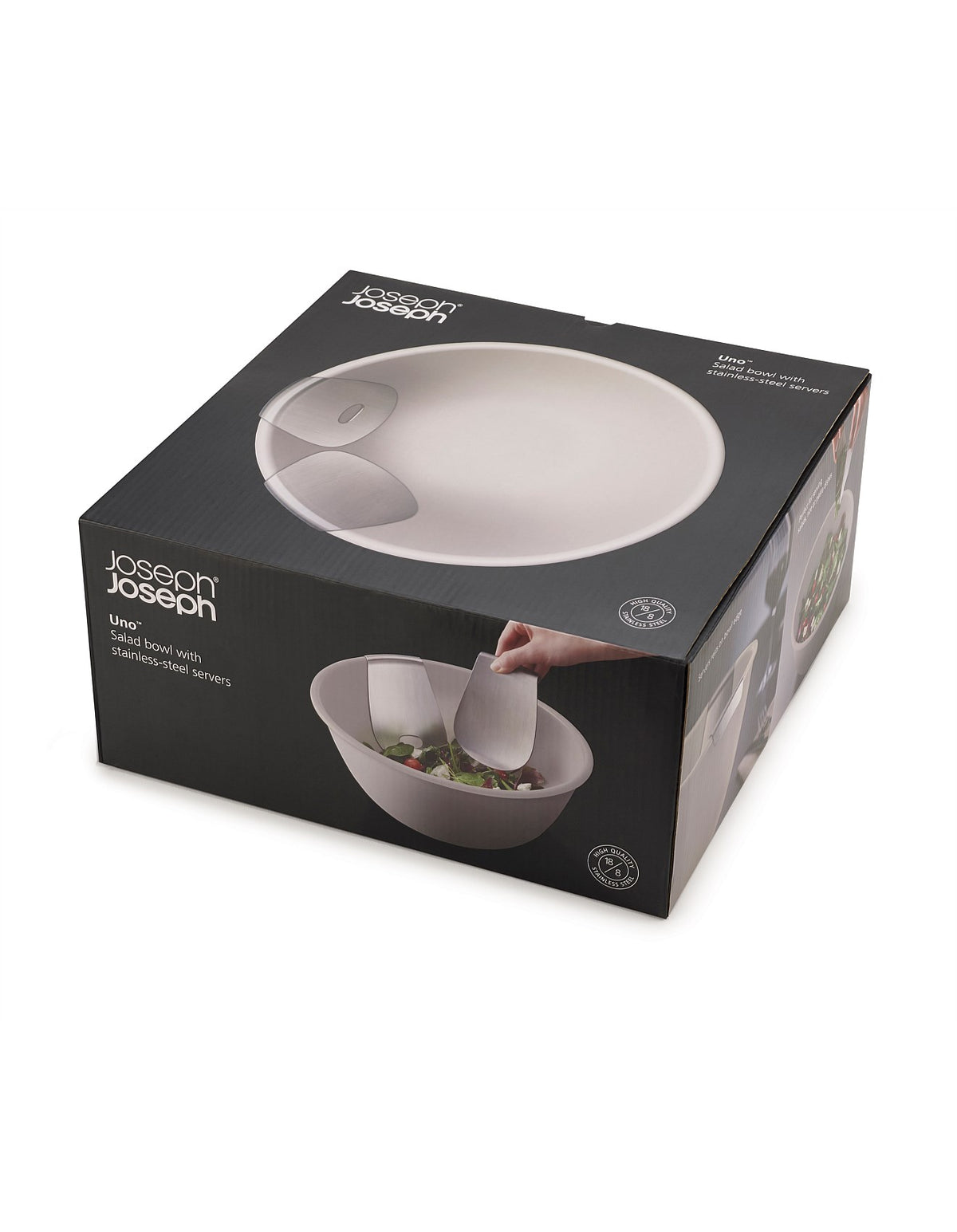 Uno 30cm Salad Bowl and Stainless Steel Servers Stone Set