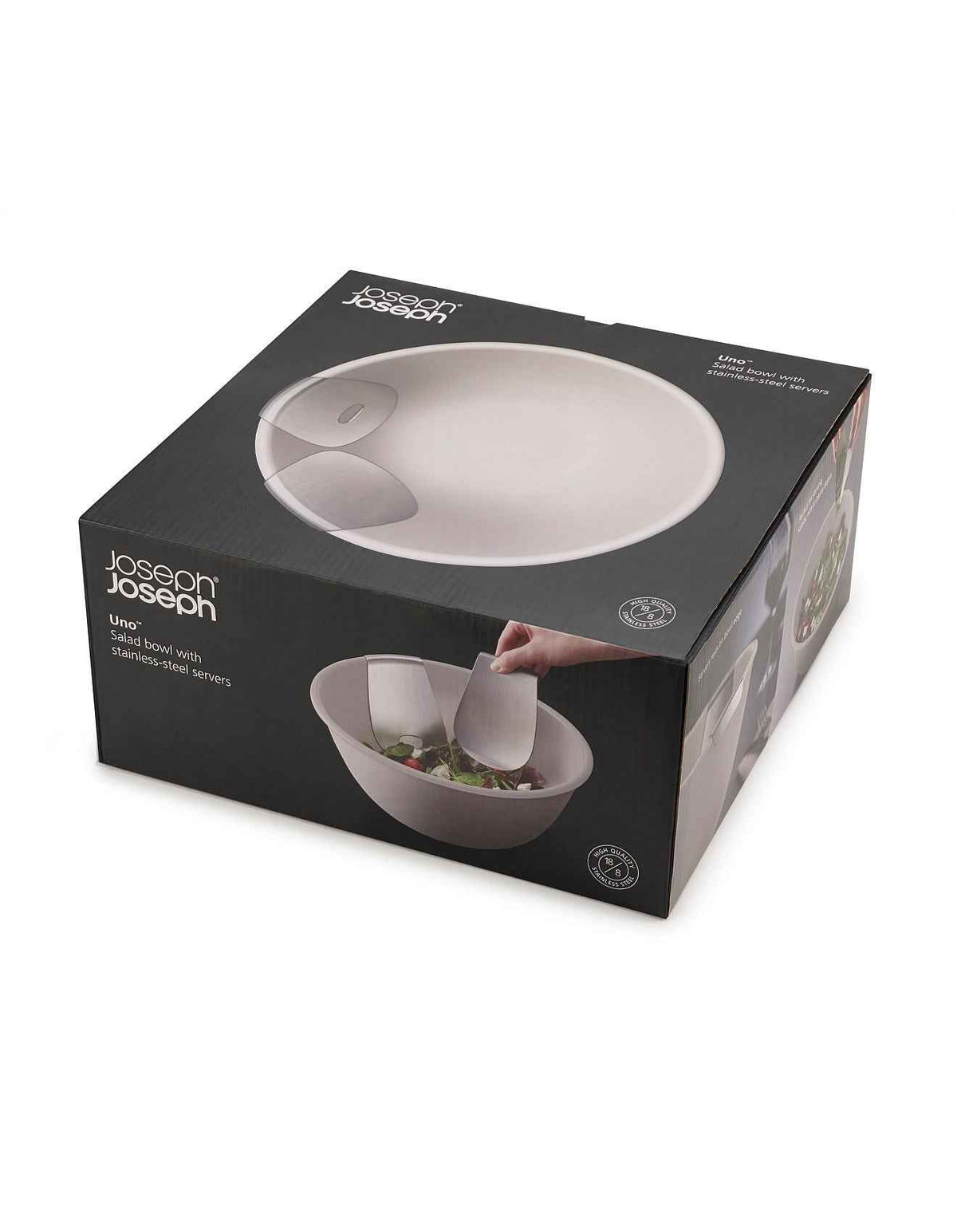 Uno 30cm Salad Bowl and Stainless Steel Servers Stone Set