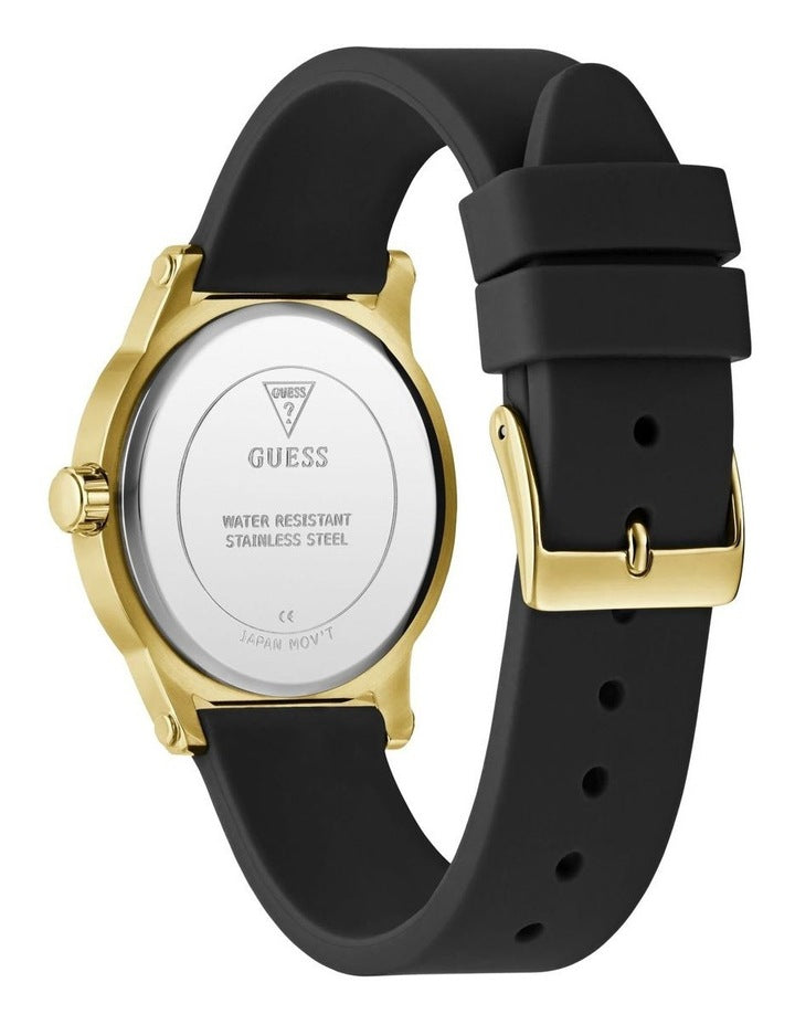 Analog Watch in Black Gold Tone
