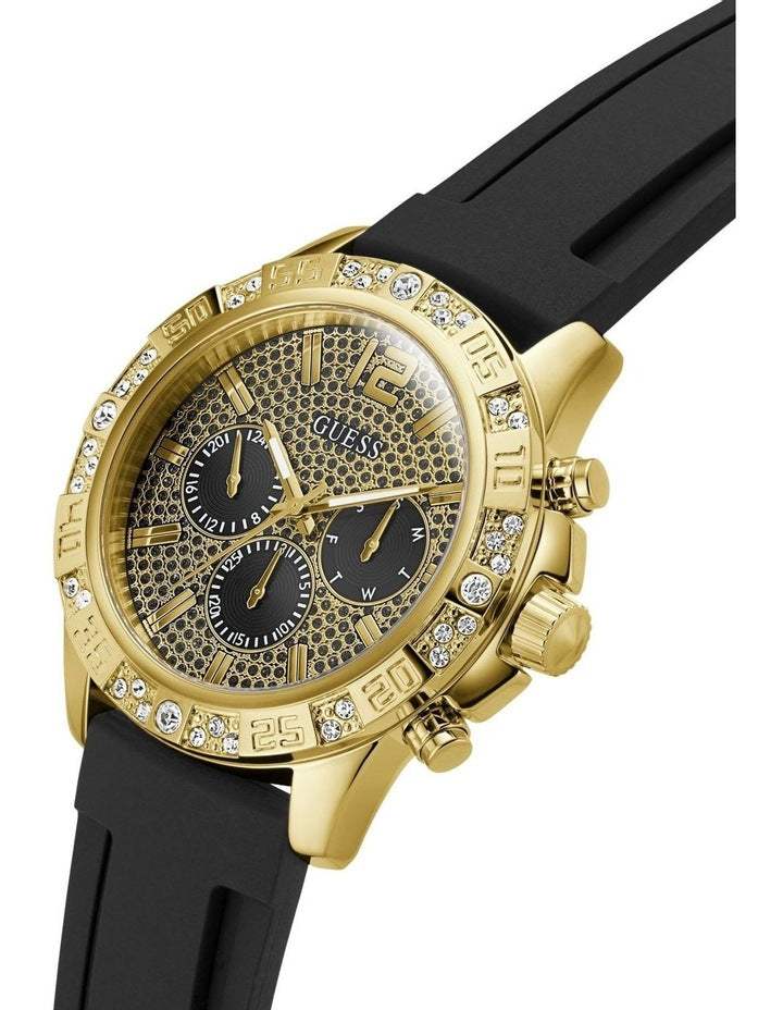 Multi-Function Watch in Black Gold Tone