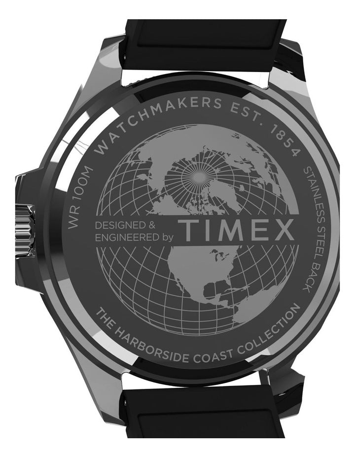 Harborside Coast Synthetic Rubber Strap Watch 44mm in Black