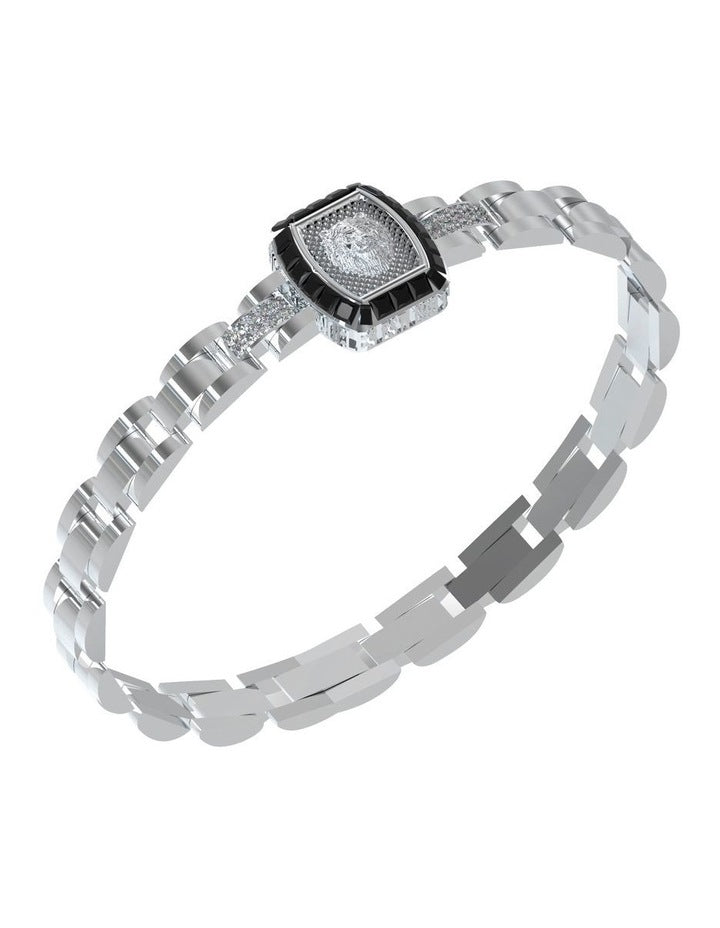 Lion Crystal Bracelet 16mm in Silver