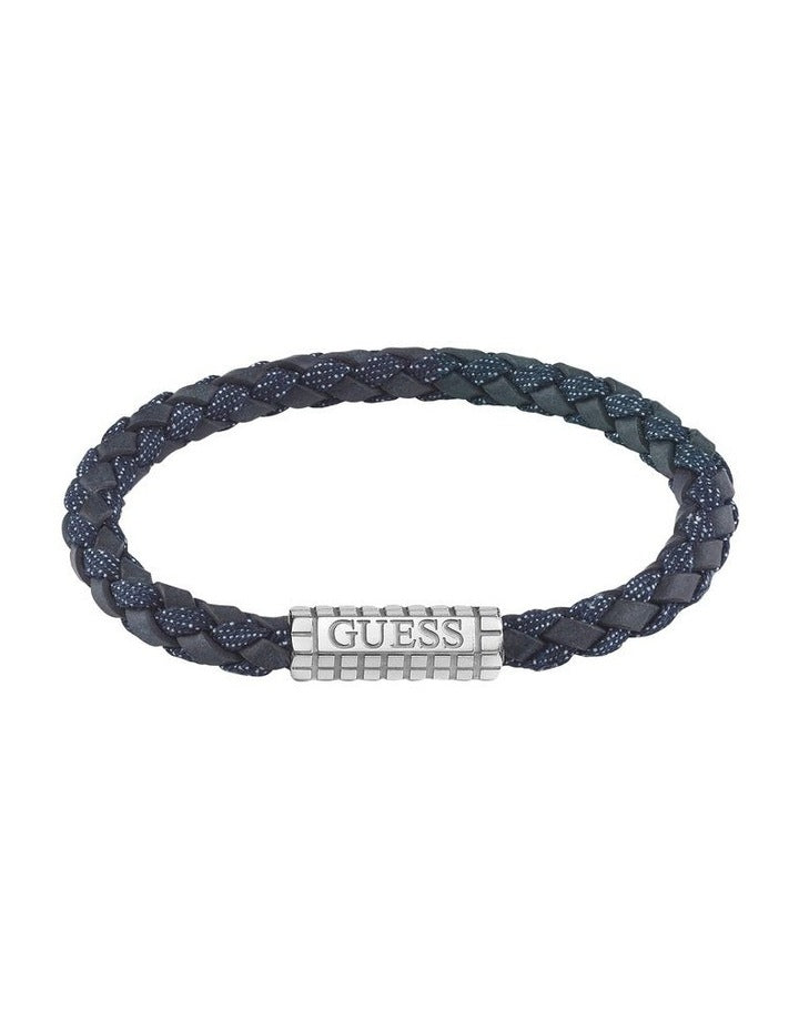 Logo Leather Bracelet in Silver