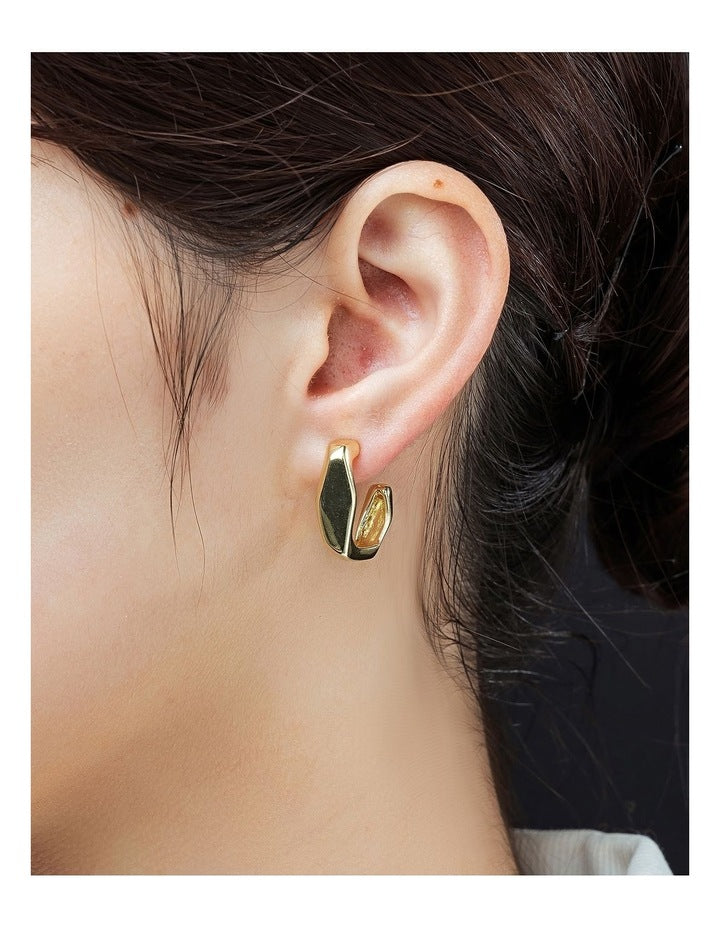 Rectangular 3/4 Hoop GJEC061M Earrings in Gold