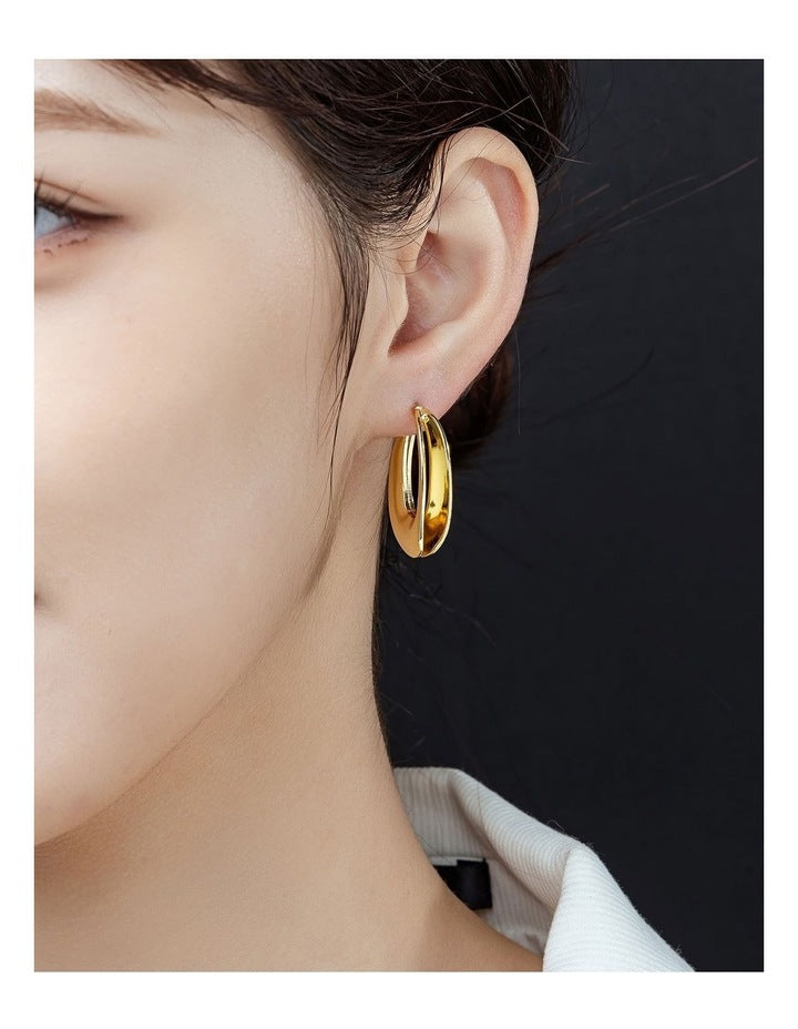GJEC073M Hoops Earrings in Gold
