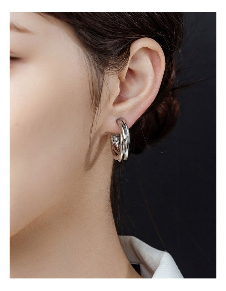 3/4 Hoop Earrings GJEC070M in Silver