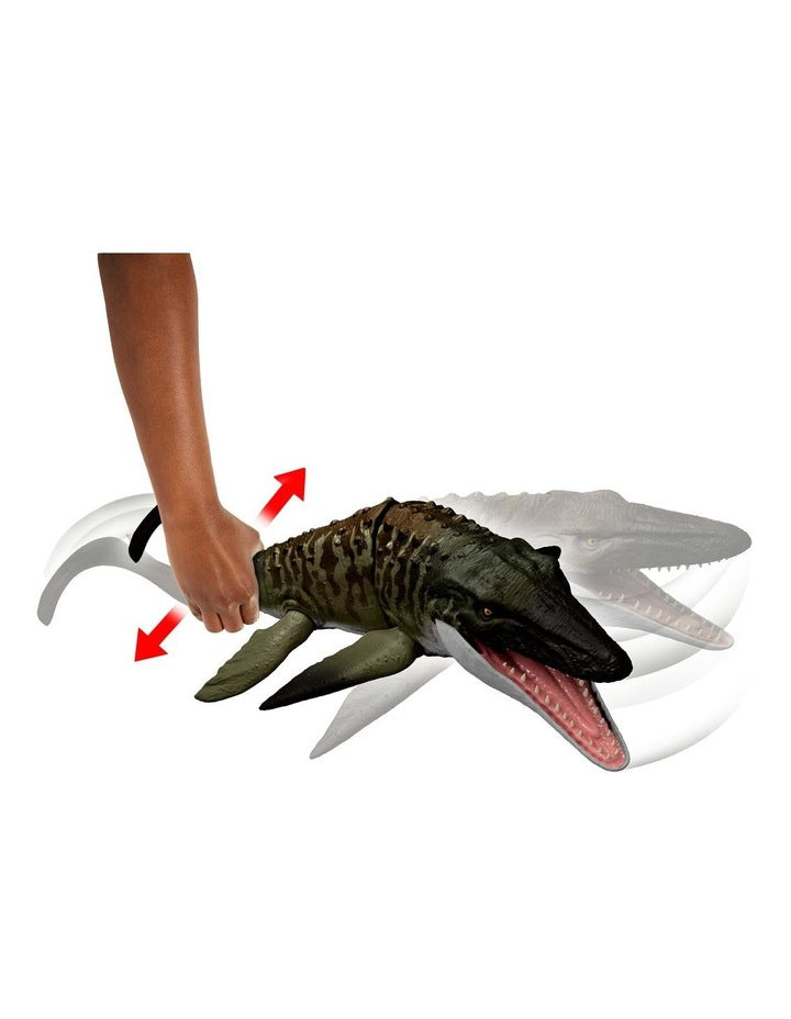 Jurassic World Rebirth Bite N Blast Mosasaurus Action Figure and Mini Dilophosaurus