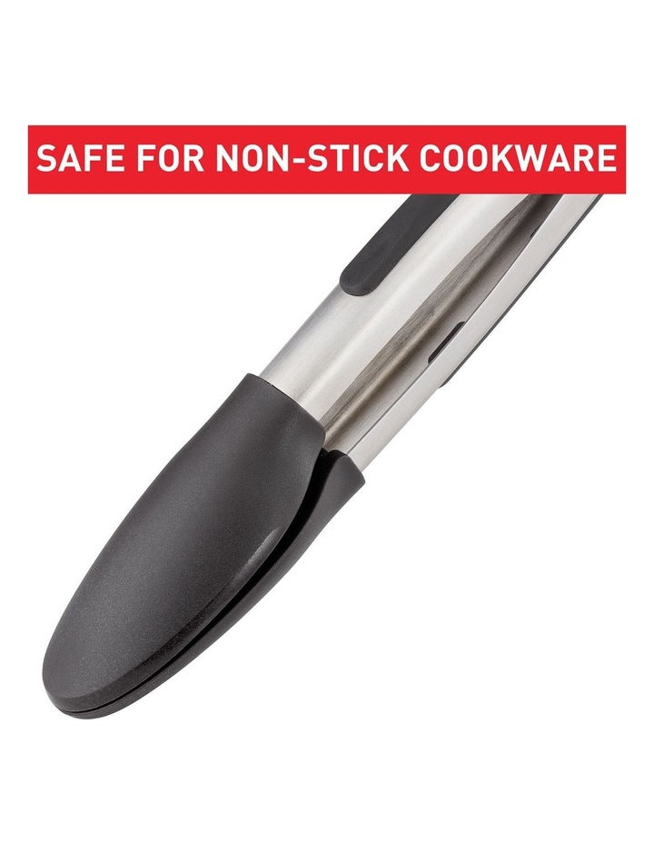 Ingenio Stainless Steel Nylon Tipped Tongs in Silver
