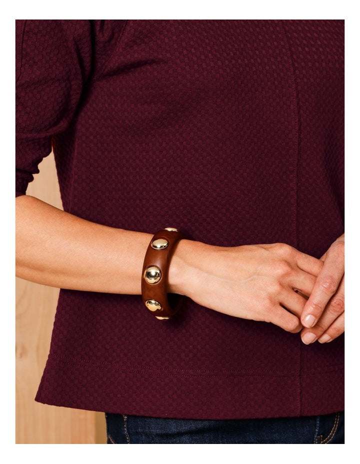 Stud Bangle Bracelet in Brown