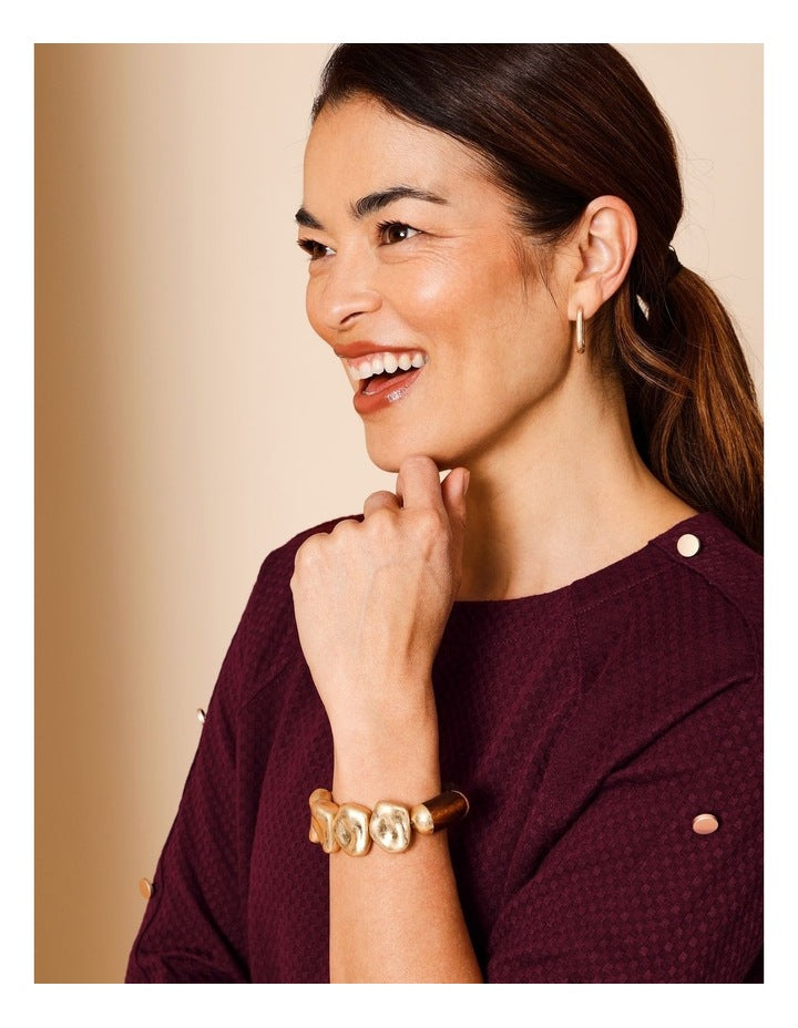 Stretch Nugget Molten Bracelet in Brown