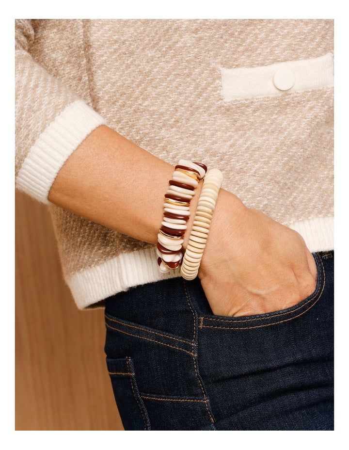 Bead & Wood 2Pk Stretch Bracelets in Red