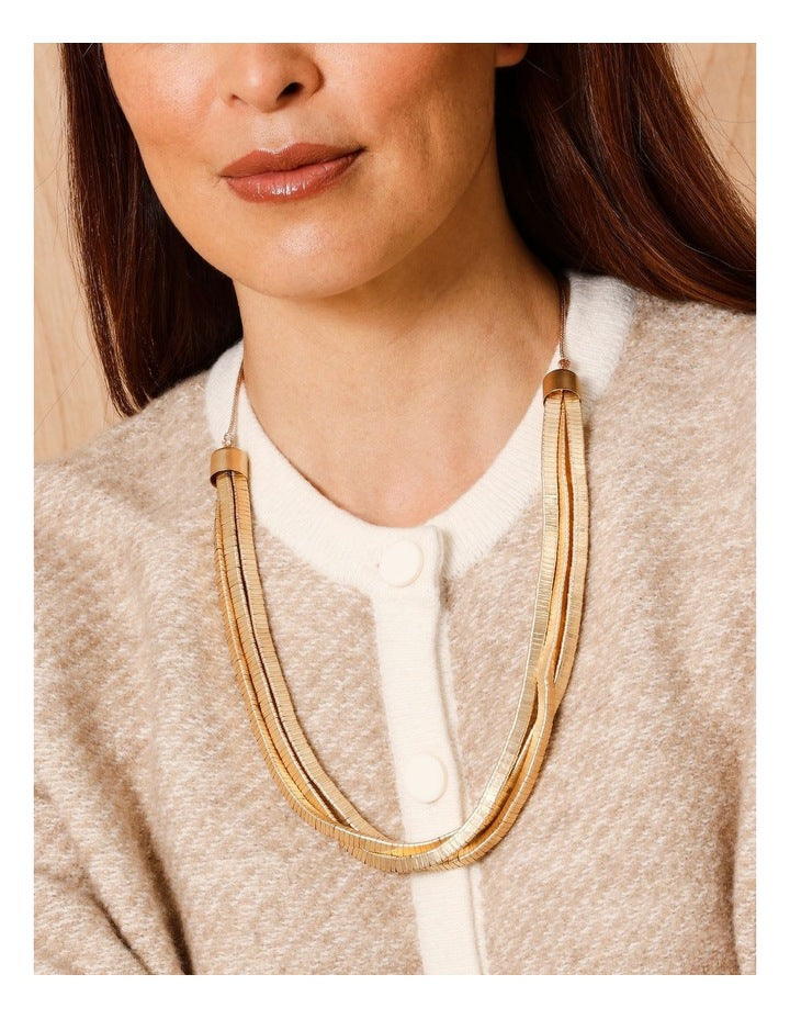 Molten Metal Layered Necklace in Gold