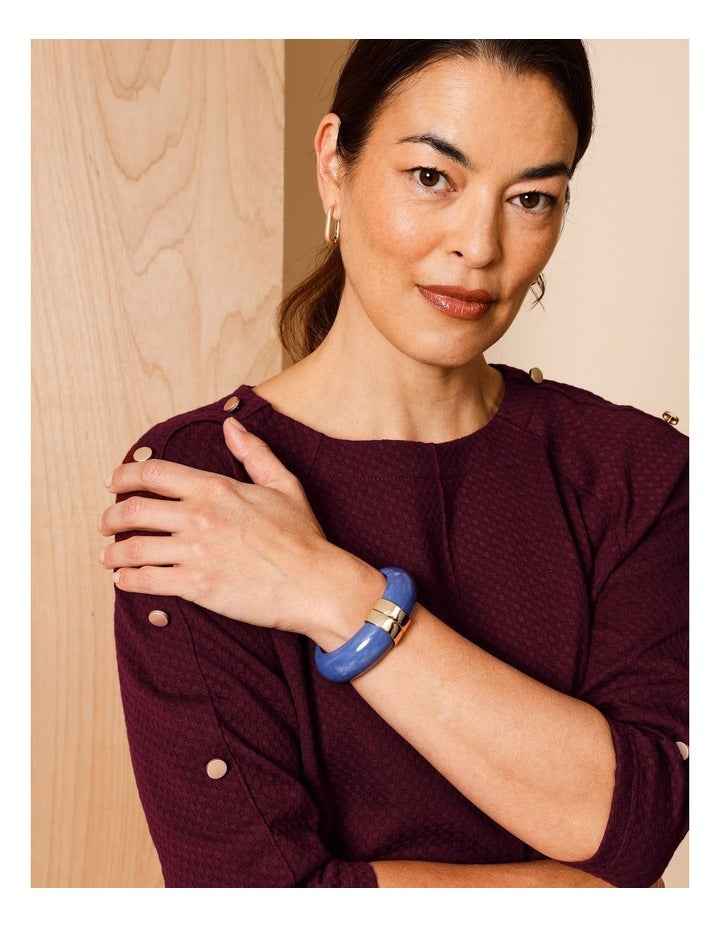 Hinged Bangle Bracelet in Blue