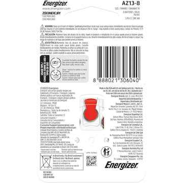Energizer Hearing Aid Batteries Size 13 8 pack
