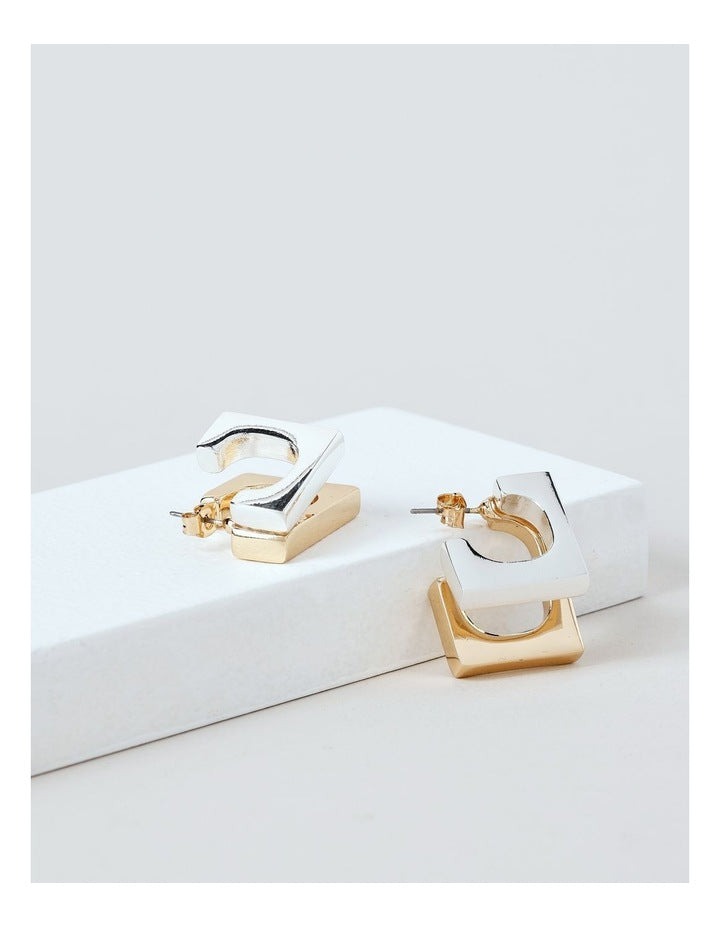 Two Tone Earrings in Mixed Metal