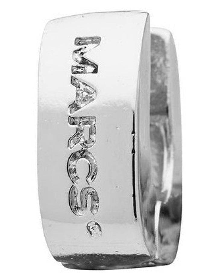 Signature Logo Huggie Hoop Earrings in Silver