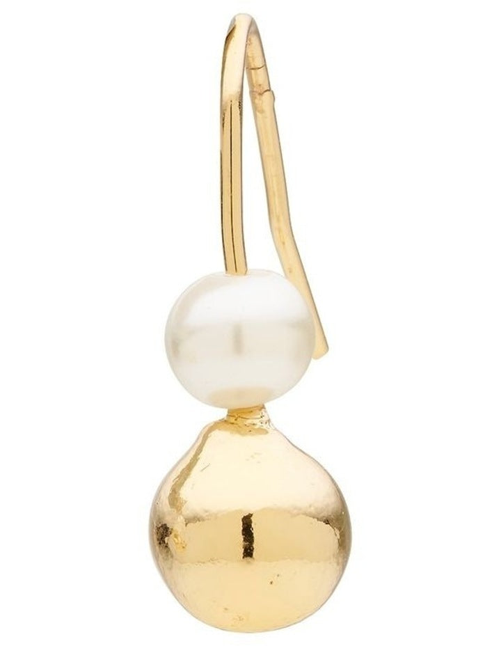 Mini Metal and Pearl Drop Earrings in Gold