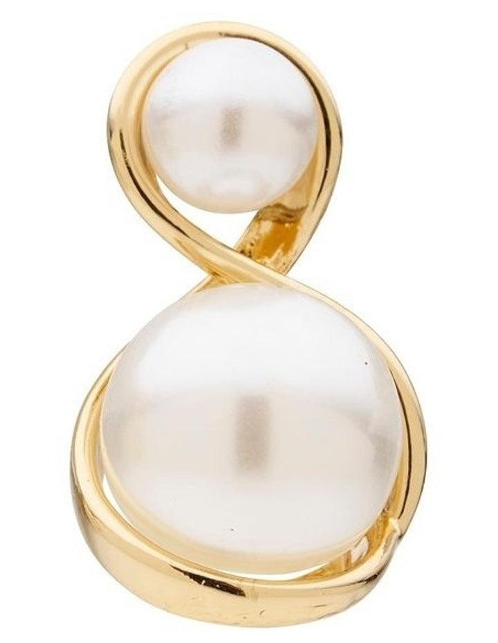 Curved Duo Pearl Drop Earrings in Pearl