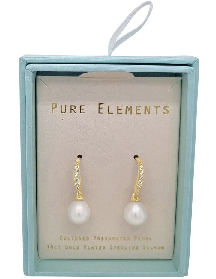 Brilliant Pearl Hook Earrings in White