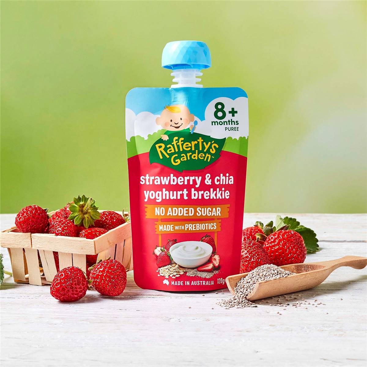 Rafferty's Garden Strawberry & Chia Yoghurt Brekkie Baby Food 8+ Months 120g