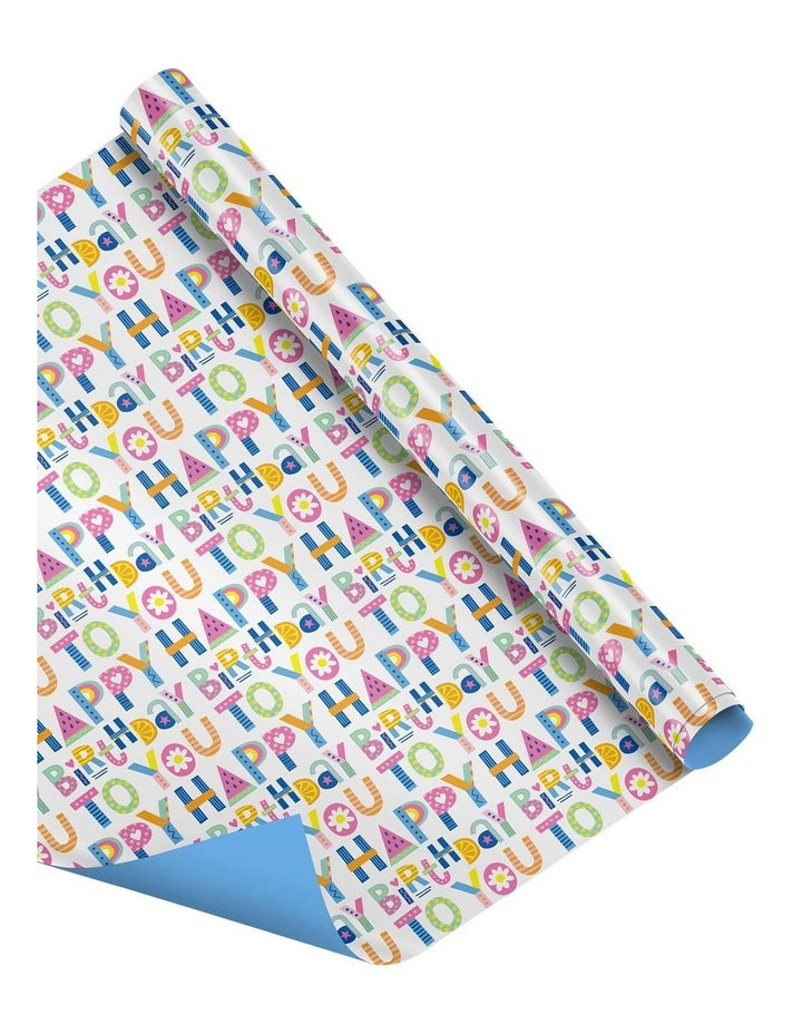 Happy Birthday Type Roll Wrap in Multi