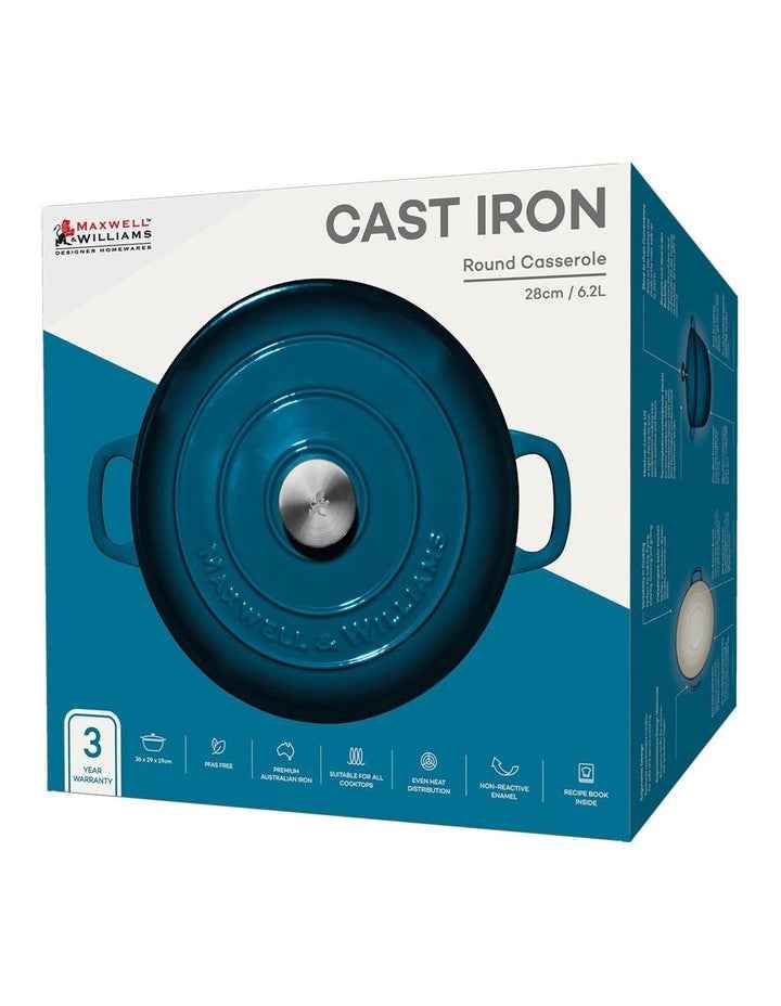 Cast Iron Round Casserole 28cm/6.2L in Midnight Blue