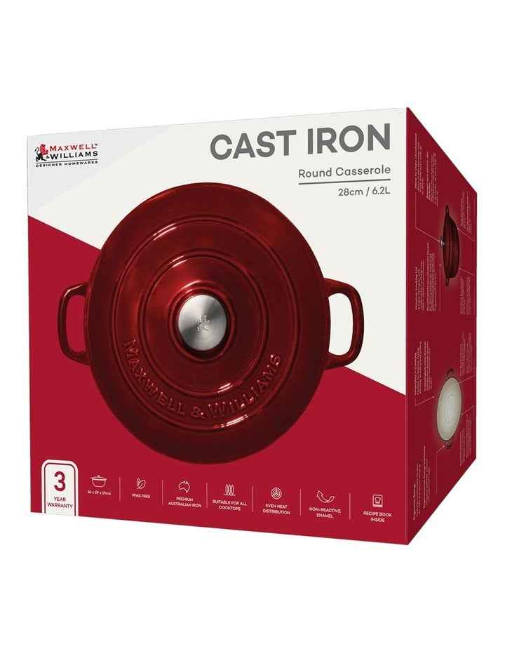 Cast Iron Round Casserole 28cm/6.2L in Merlot