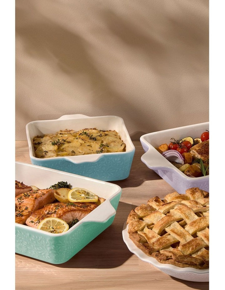 Blooms Fluted Pie Dish 21.5x4cm Gift Boxed in Green