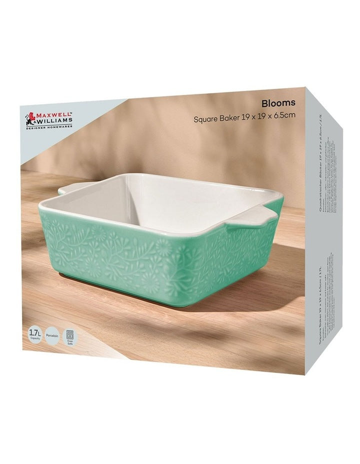 Blooms Square Baker 19x6.5cm Gift Boxed in Green