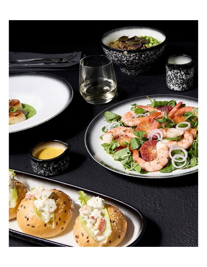 Caviar Granite Sauce Dish/Pourer 130ml in Black/White
