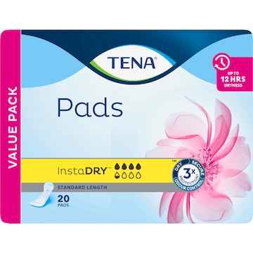TENA Incontinence Pads Instadry Standard Length 20 pack