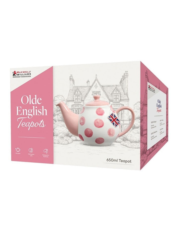Olde English Teapot 650ml Gift Boxed in Pink Spot