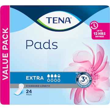TENA Incontinence Pads Extra Standard Length 24 pack