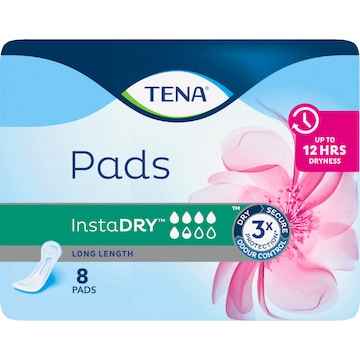 TENA Incontinence Pads Instadry Long Length 8 pack