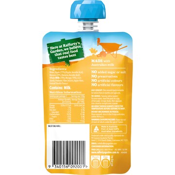 Rafferty's Garden Banana & Mango Custard Baby Food Pouch Dessert 6+ Months 120g