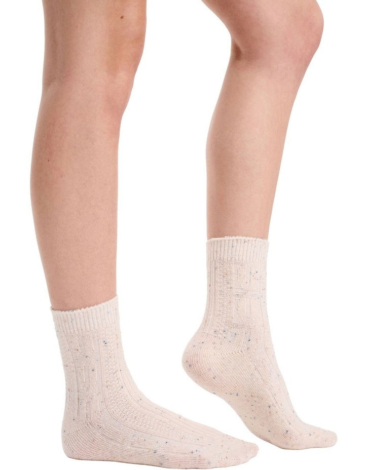 Fleck Winter Blend Crew Sock 2 Pack in Cream/Blue