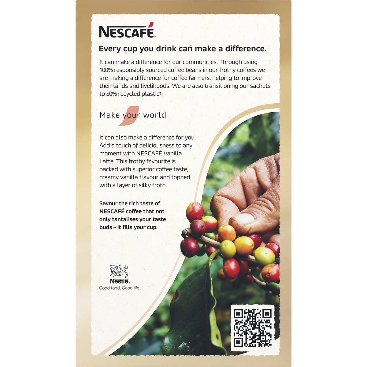 Nescafe Vanilla Latte Coffee Sachets 10 Pack