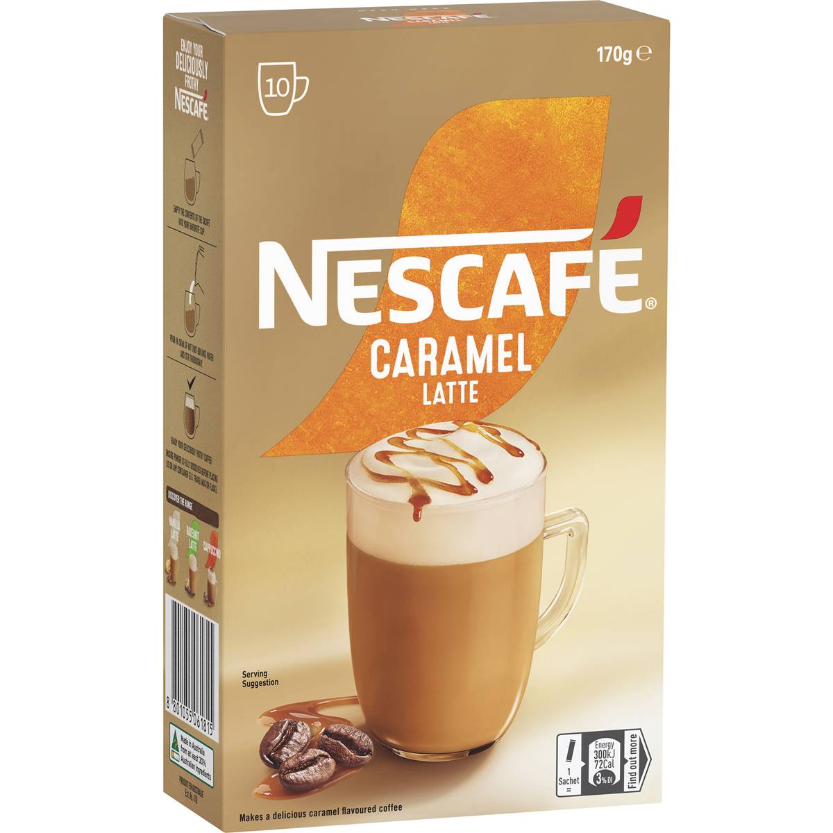 Nescafe Caramel Latte Coffee Sachets 10 Pack