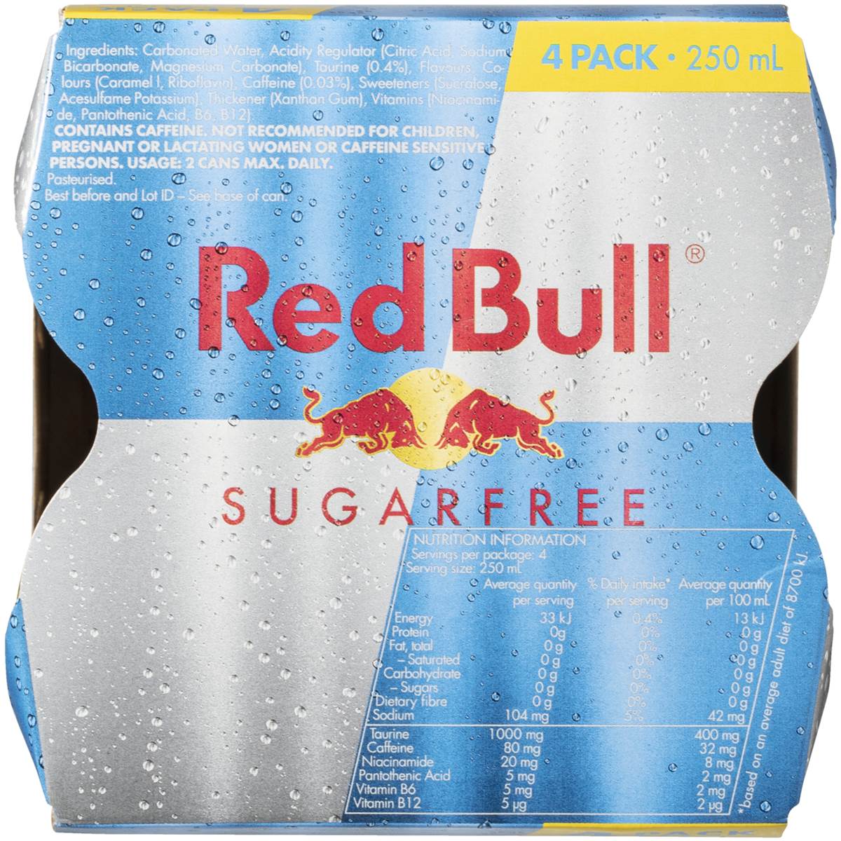 Red Bull Energy Drink Sugar Free 4x250ml