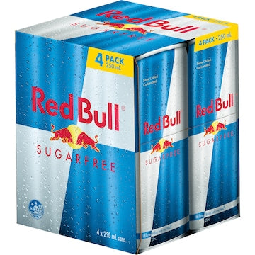 Red Bull Energy Drink Sugar Free 250mL x 4 pack
