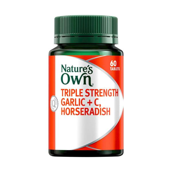 NATURES OWN TRIPLE STRENGTH GARLIC C & HORSERADISH 60PK